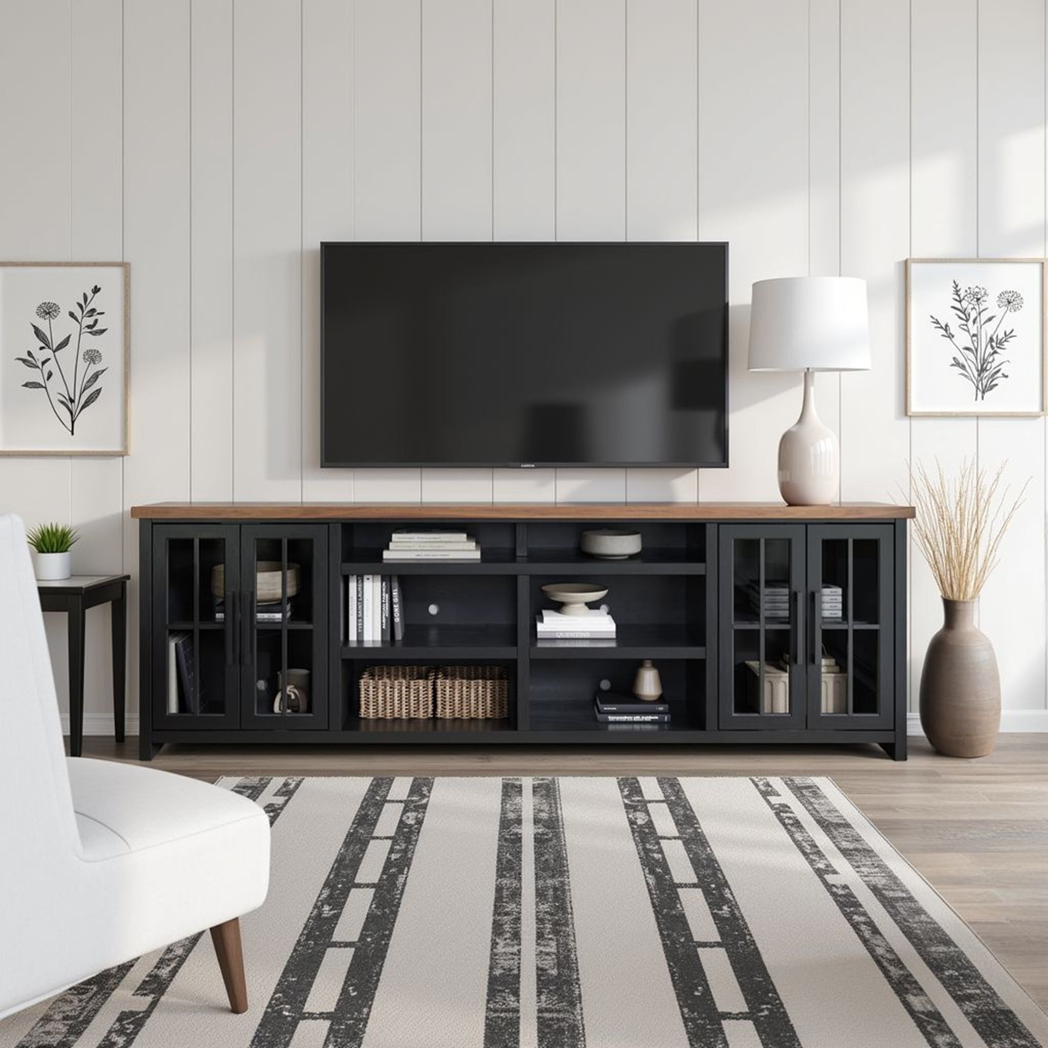 TV Stand Console For TVs Up To 100" - Black / Whiskey