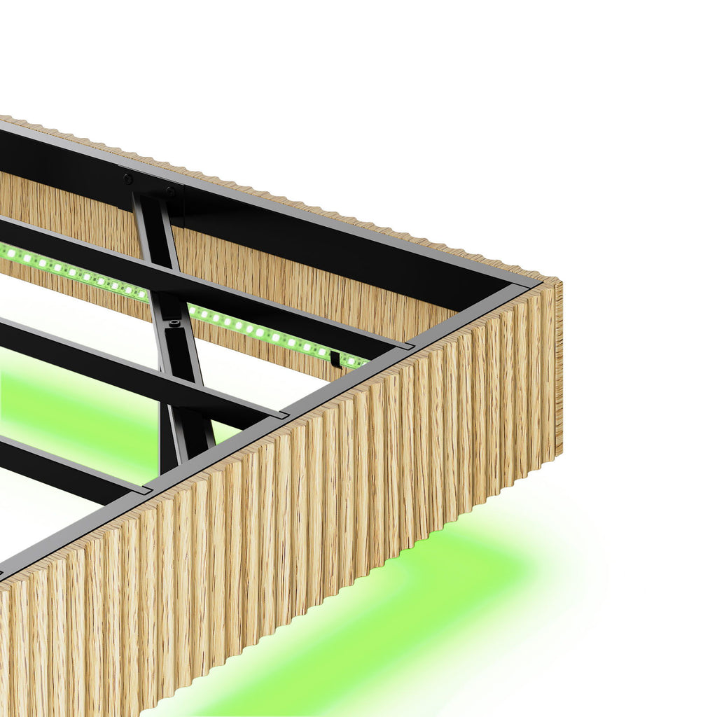 Floating Bedstead With Charging Station And LED Lights