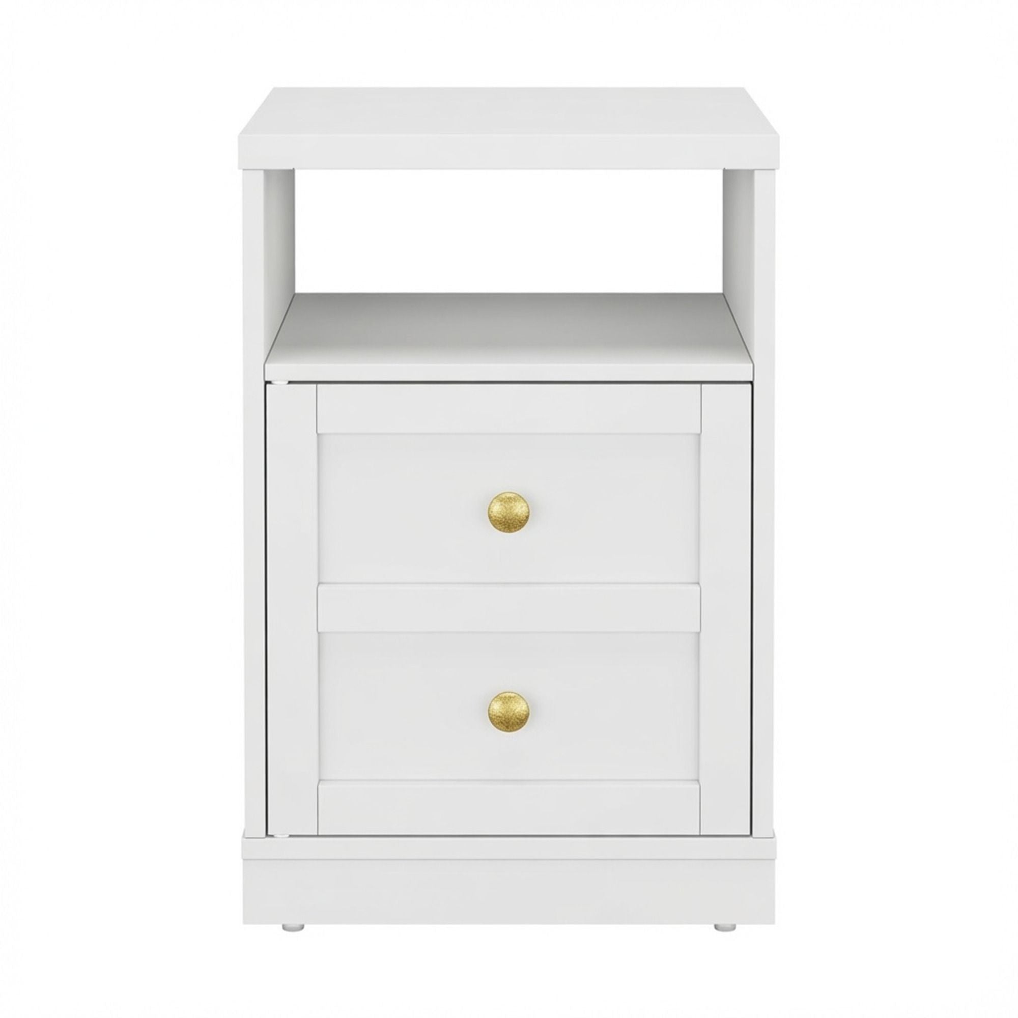 Nightstand With Door & Shelf, 2 Drawer Side Table