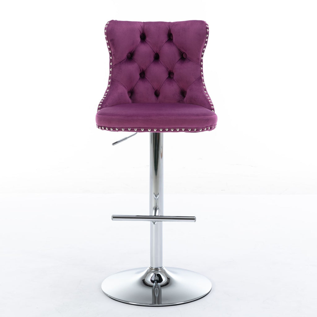Swivel Barstools Adjusatble Seat Height From 25-33", Modern Upholstered Base Bar Stools With Backs Comfortable Tufted For Home Pub And Kitchen Island (Set of 2)