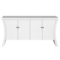 Refined Industrial 4 Door Credenza With Arc Legs & Clasps
