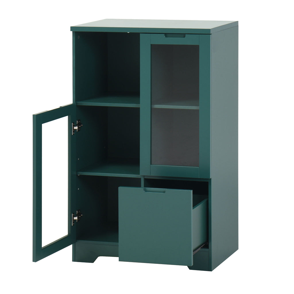 Modern Cabinet With Glass Doors And Drawer