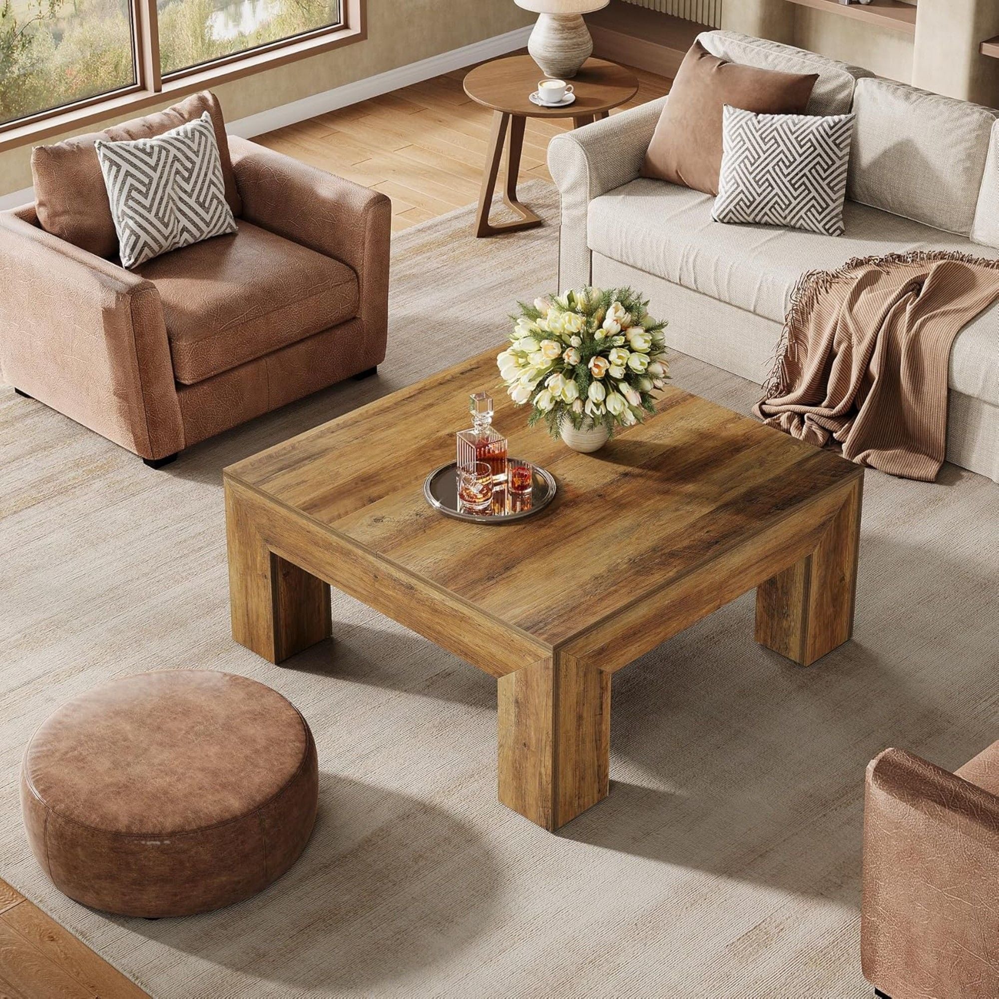 Square Coffee Table - Rustic Brown