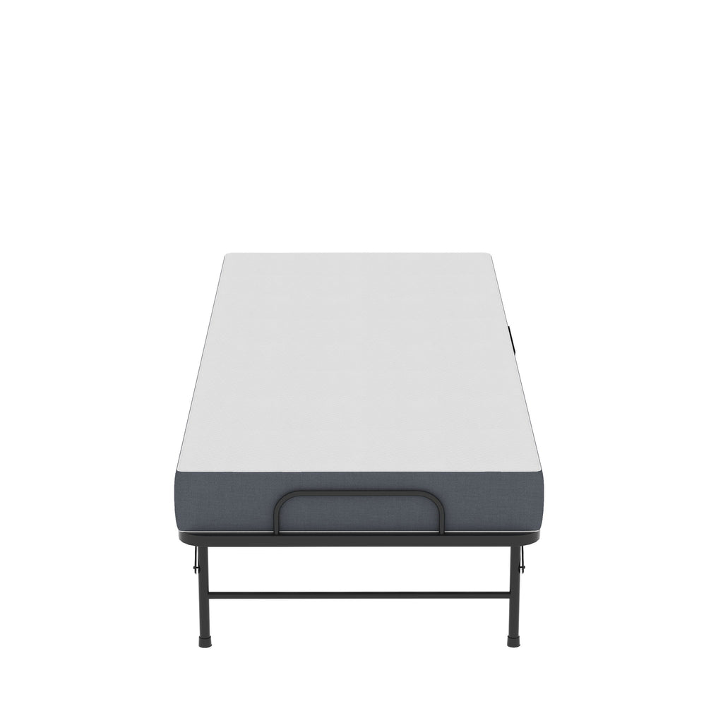 Twin Folding Bed With Memory Foam Mattress, On Wheels, Portable Bed For Adults & Guests - Black