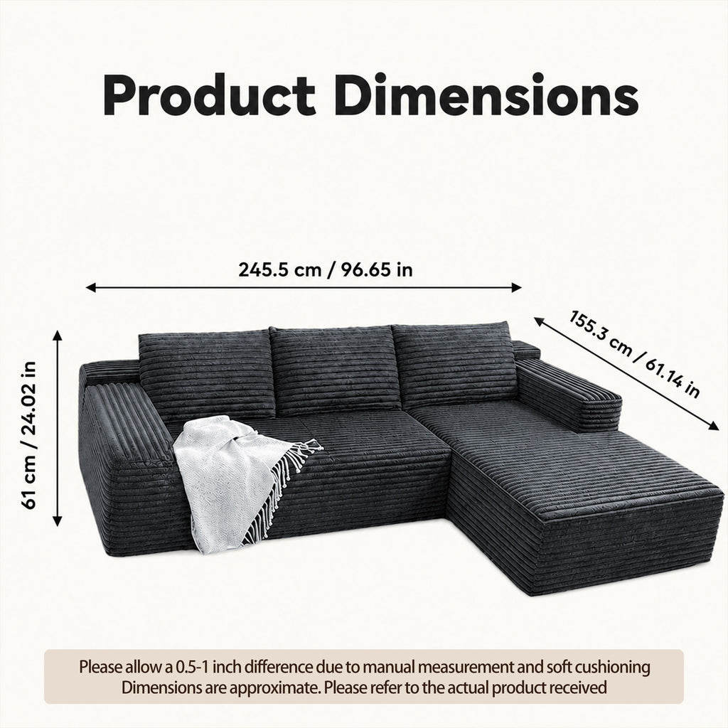 Modern L-Shaped Sectional Sofa With Left Facing Chaise