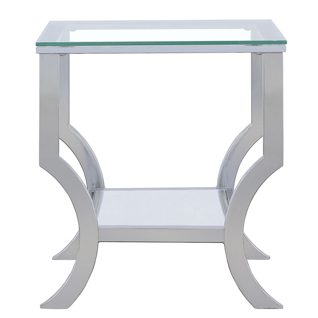 Porch & Den - Square Top End Table Elegance Glass - Chrome