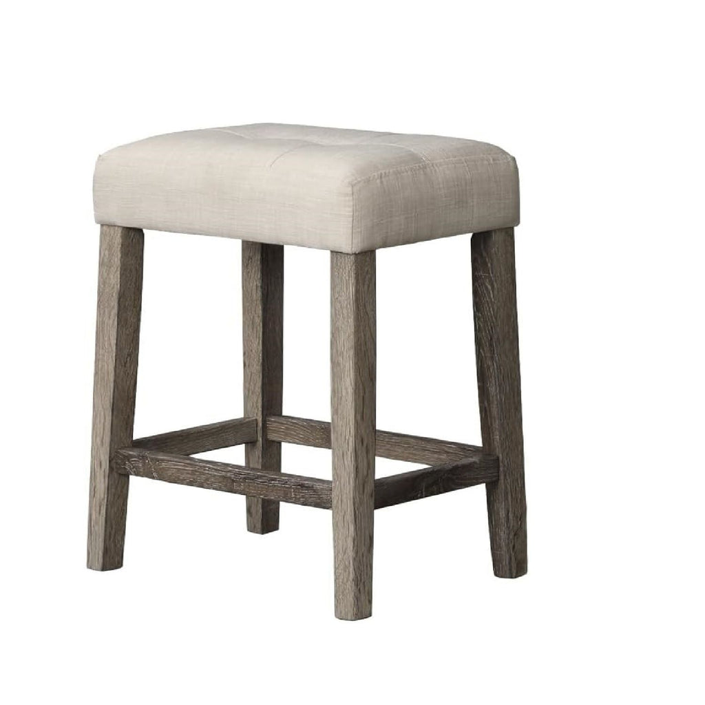 3 Piece Counter Bar Dining Set Table With Electric Outlet And 2 USB Ports, Tufted Upholstered Stools - Brown / Beige