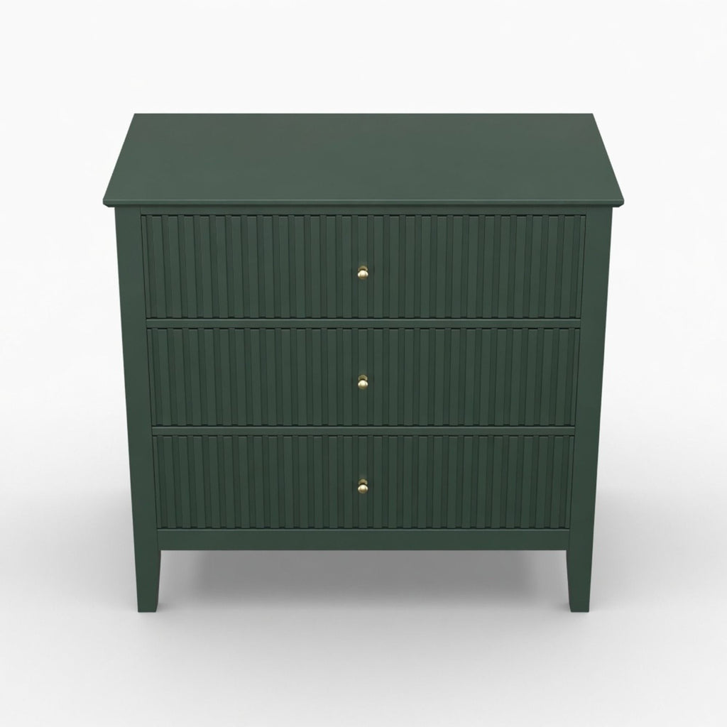 Fluted 3 Drawer Nightstand With Soft Close Slides