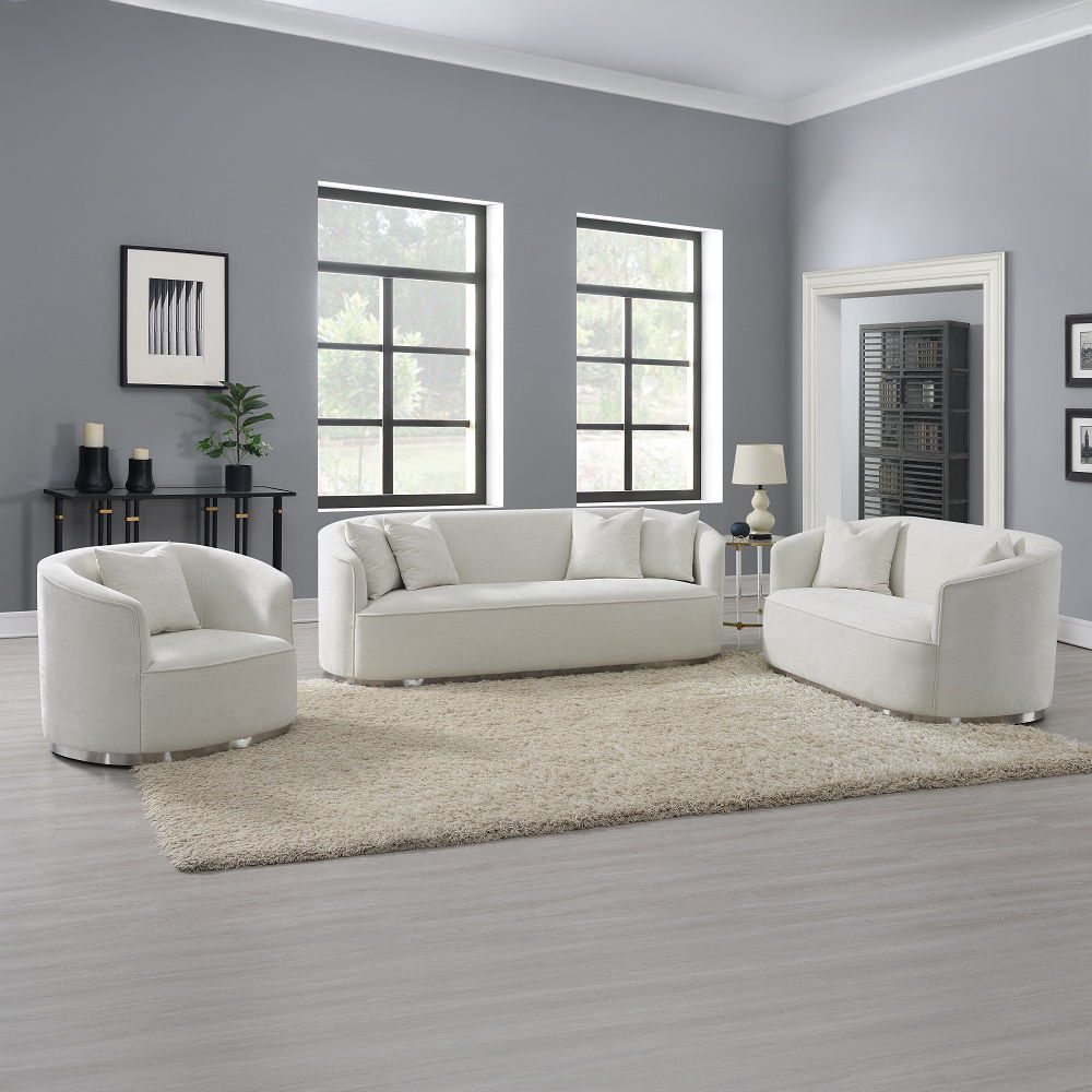 Odette - Loveseat With 2 Pillows - Beige Chenille
