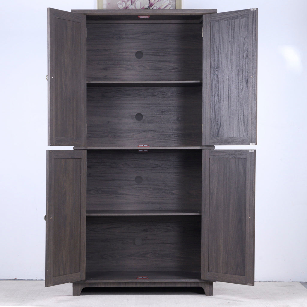 Modern Sideboard Buffet With 4 Mirrored Doors, Adjustable Shelves
