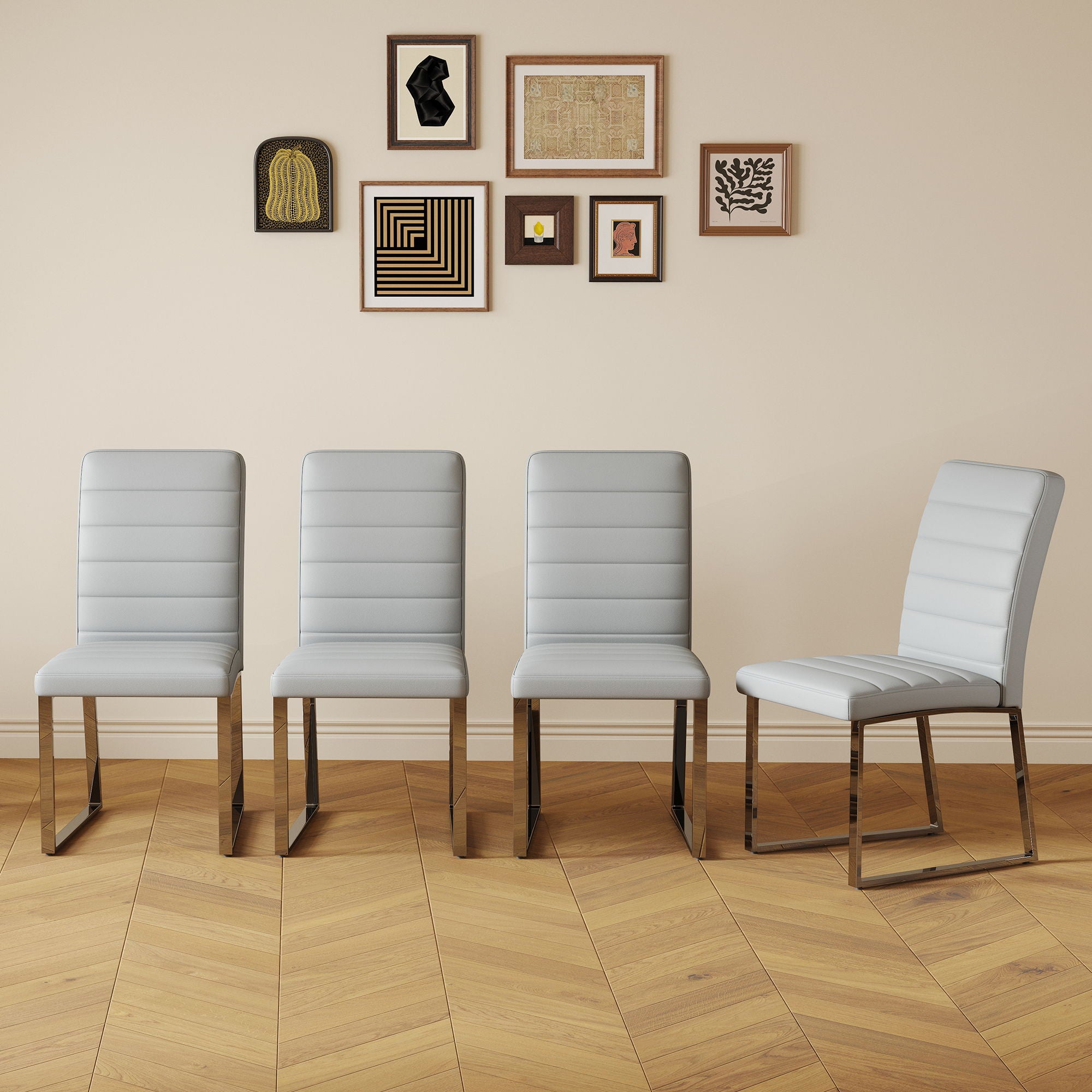 Oversized Dining Chairs (Set of 4) - Light Gray