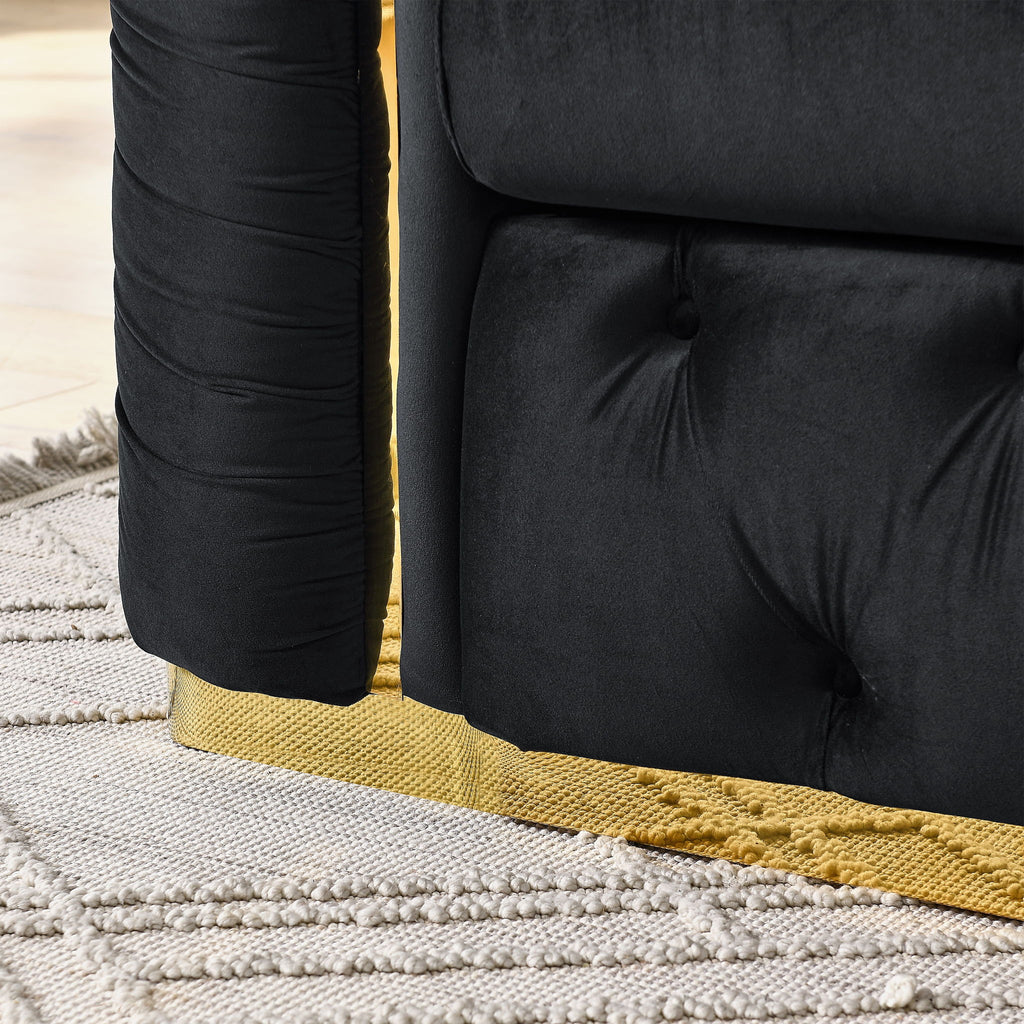 Button Tufted Couch With 2 Pillows, 3 Seater Luxury Chesterfield Sofa
