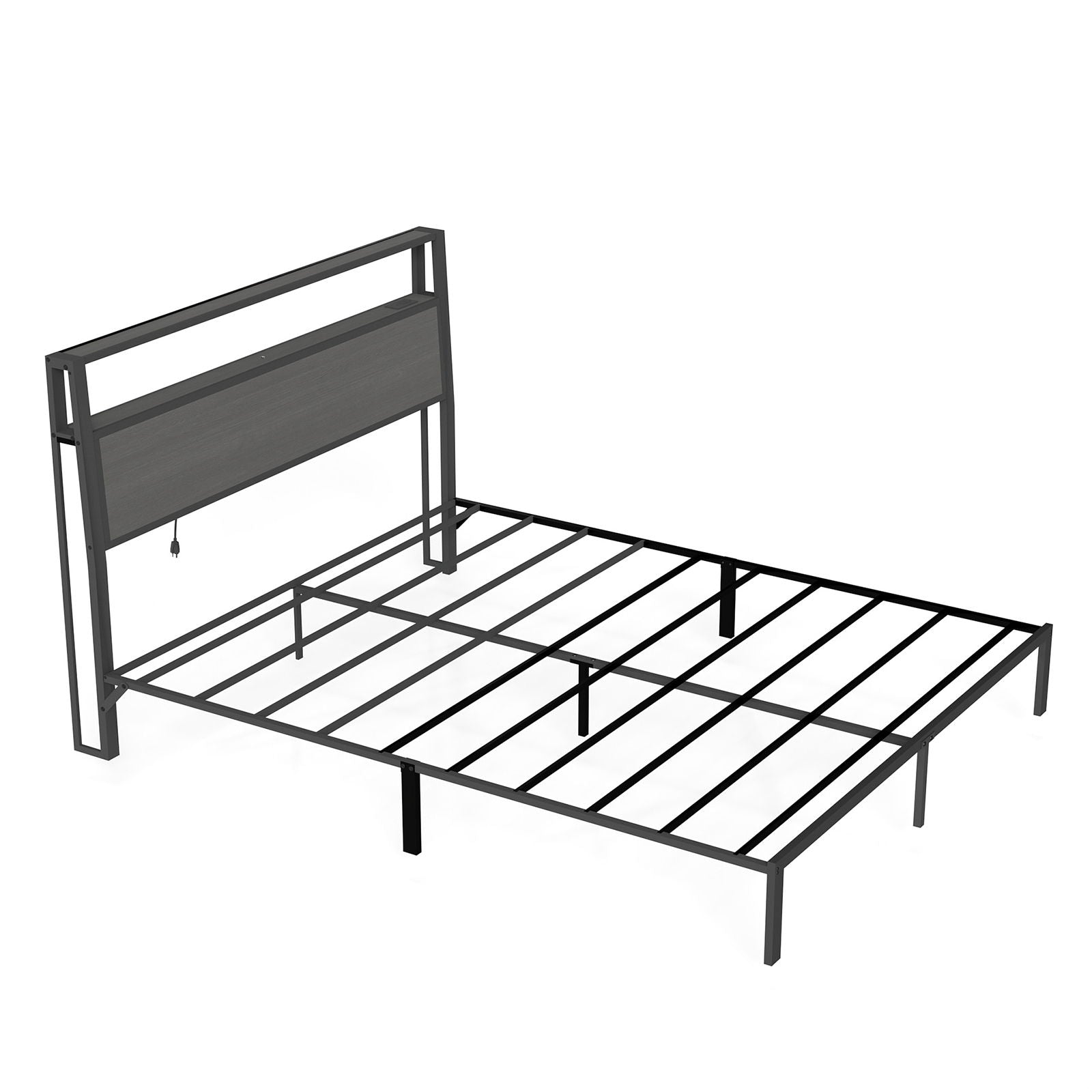 Bed Frame With Headboard, LED Lights & Charging Station