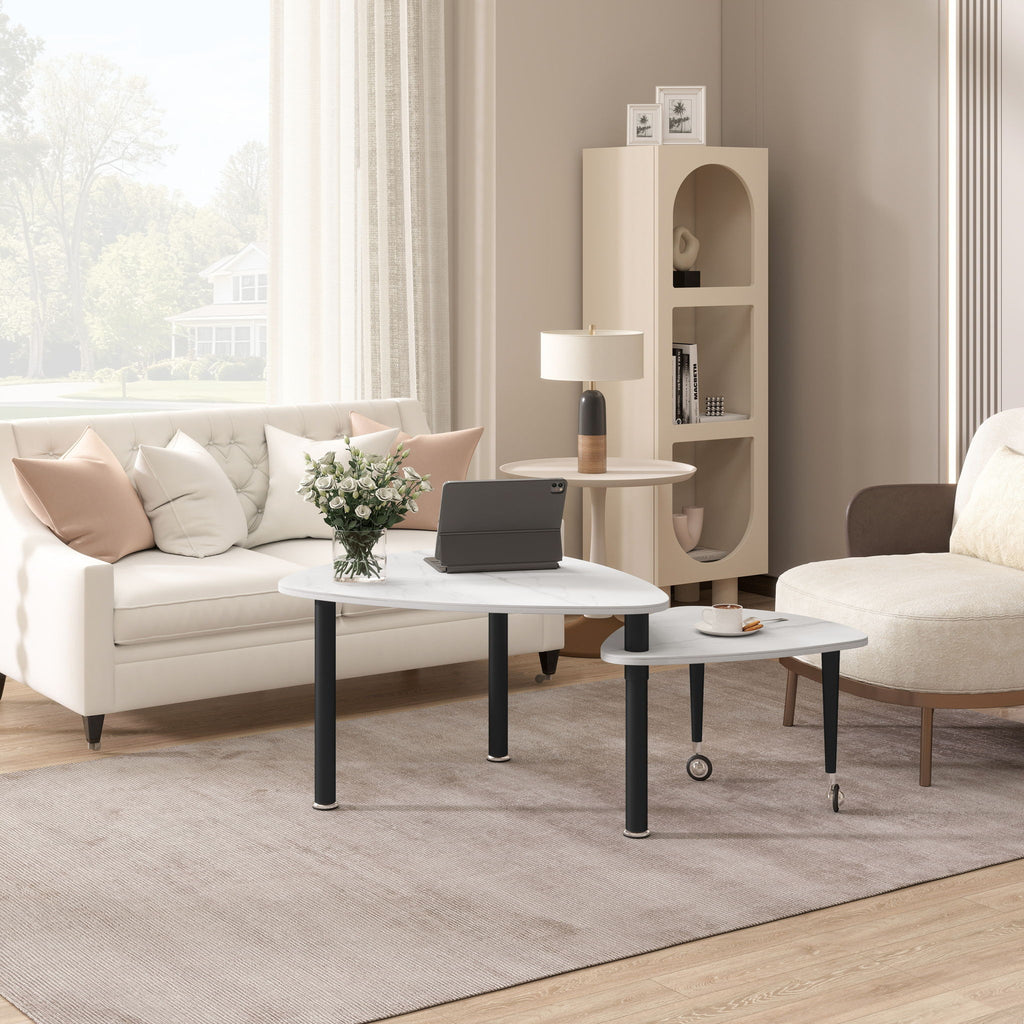 360 Degree Rotatable Coffee Table With Solid Legs