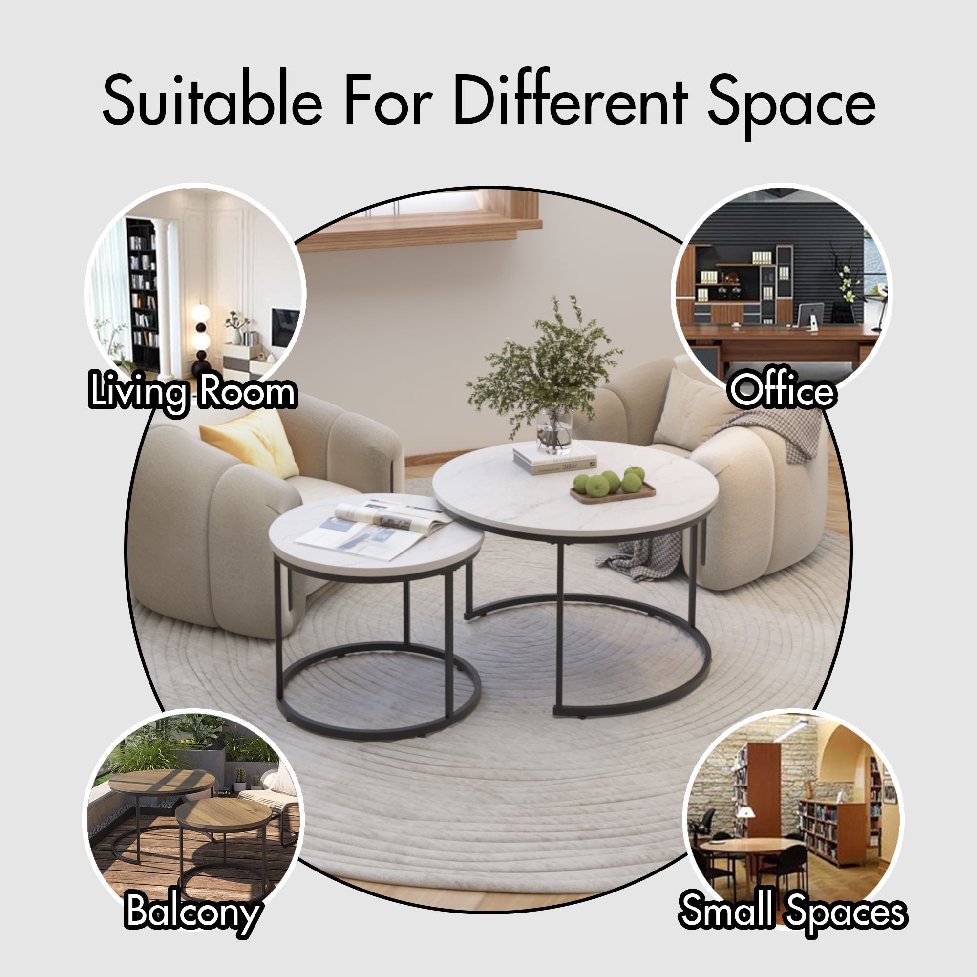 Round Nesting Coffee Table (Set of 2)