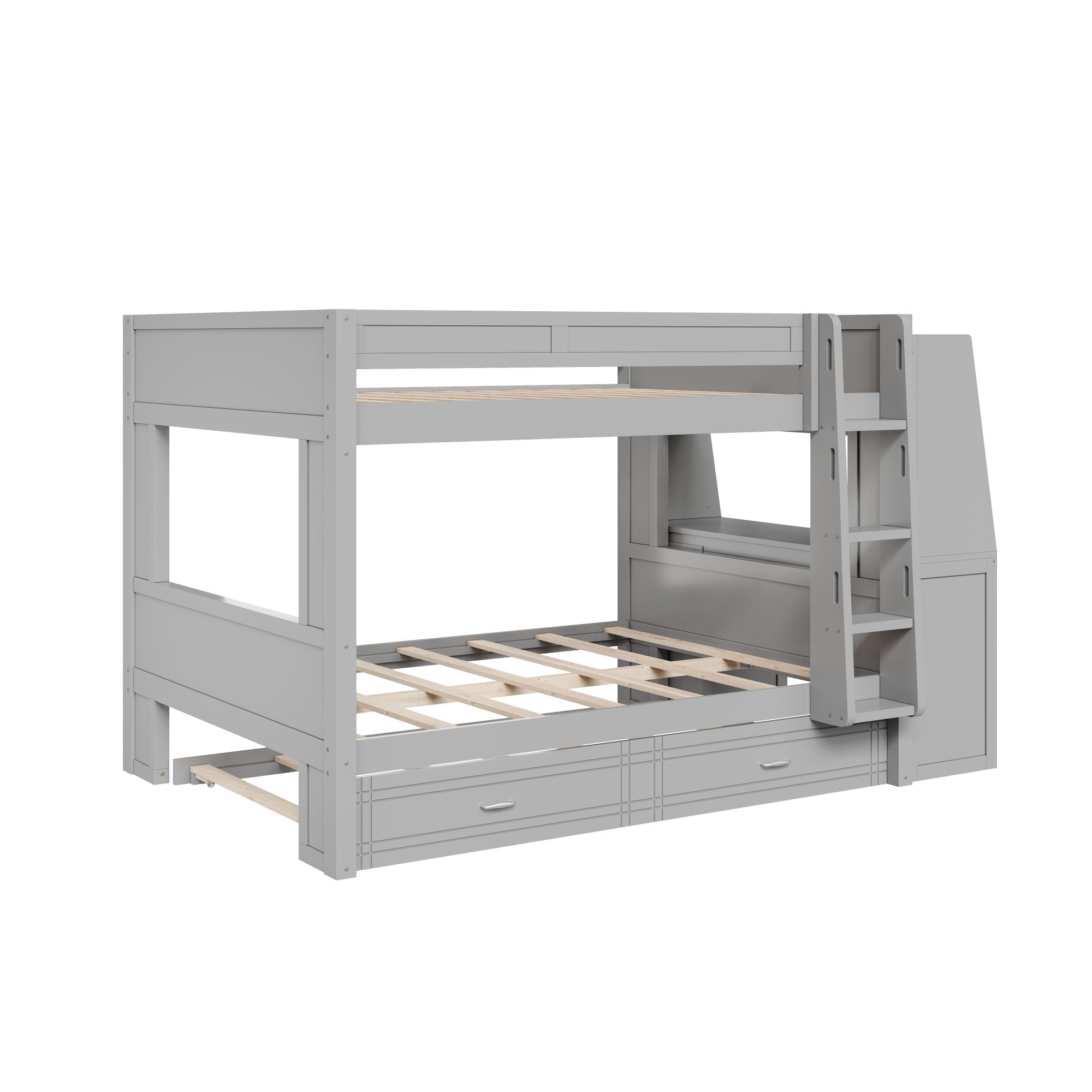 Multifunctional Bunk Bed With Desk, Bookshelves