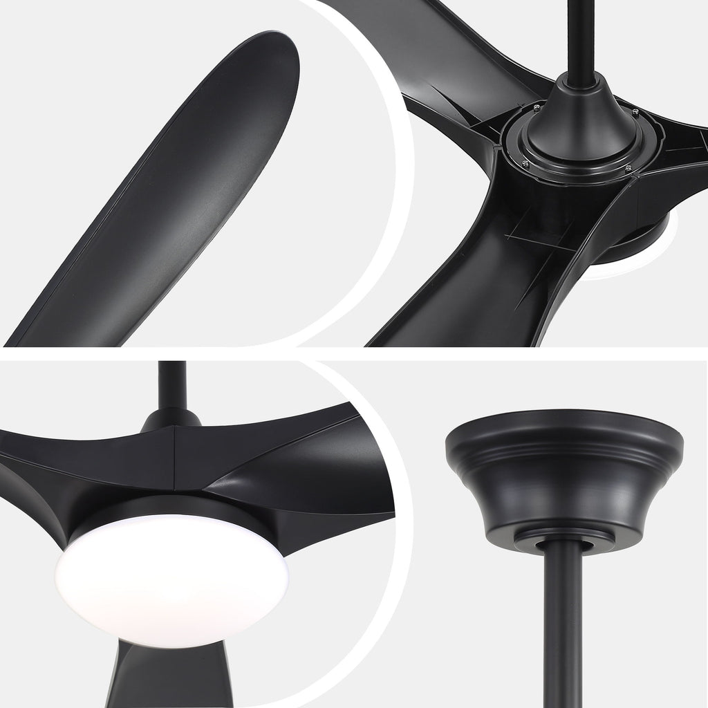 Smart Ceiling Fan With Lights, 3 Blades, Reversible Quiet DC Motor For Indoor