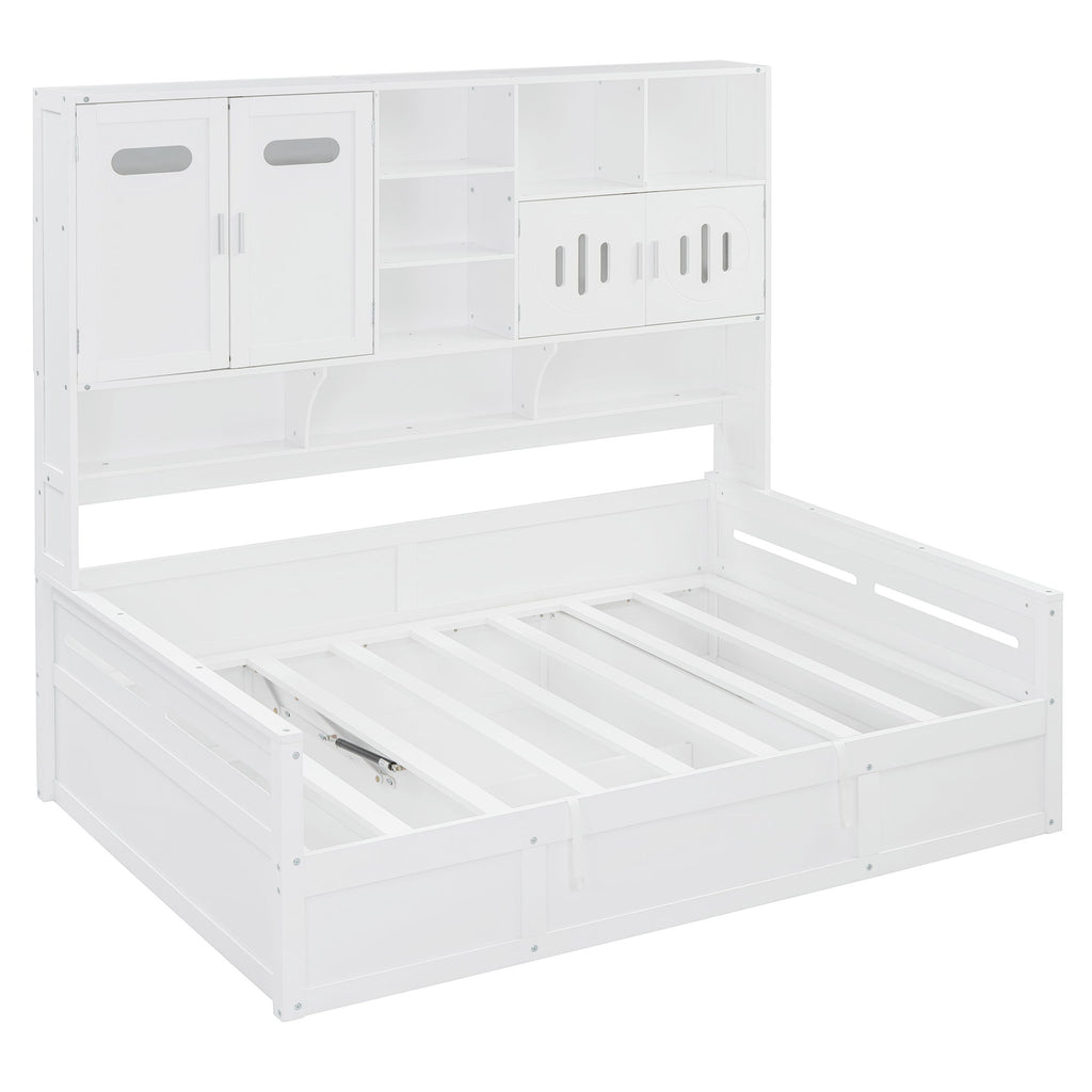 Daybed With All-In-One Cabinet And Shelf
