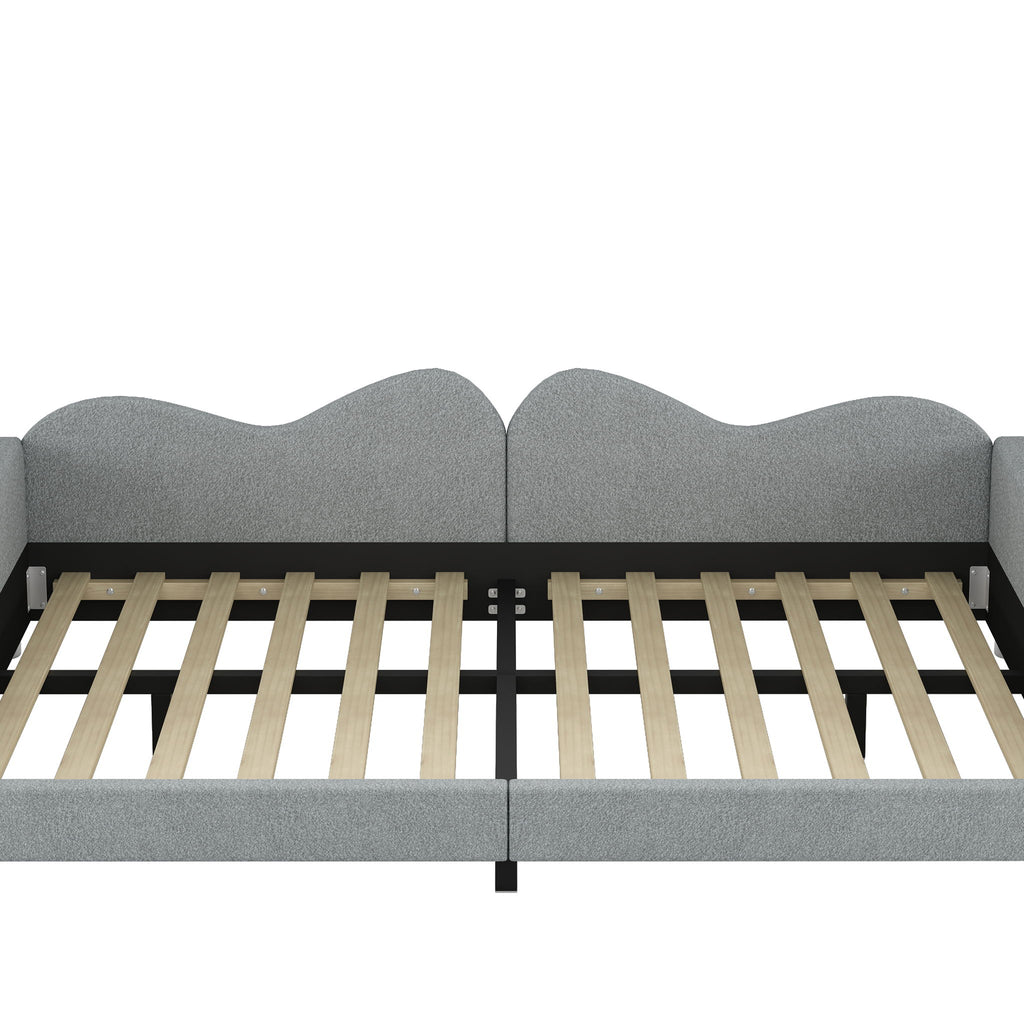 Upholstered Daybed, Sherpa Fabric Sofabed With Cloud-Shaped Backrest