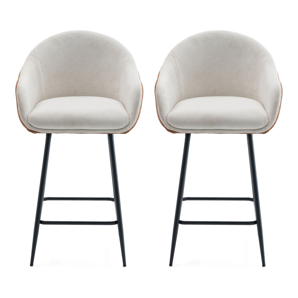 Modern Style Counter Height Bar Stools, With Comfortable Upholstery, Durable Metal Legs Ensure Stability - Brown
