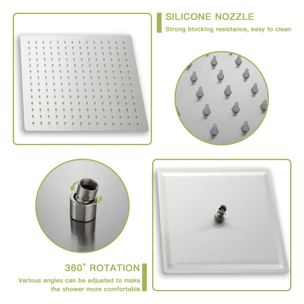 10" Wall Mounted Square Shower System With Rough In Valve