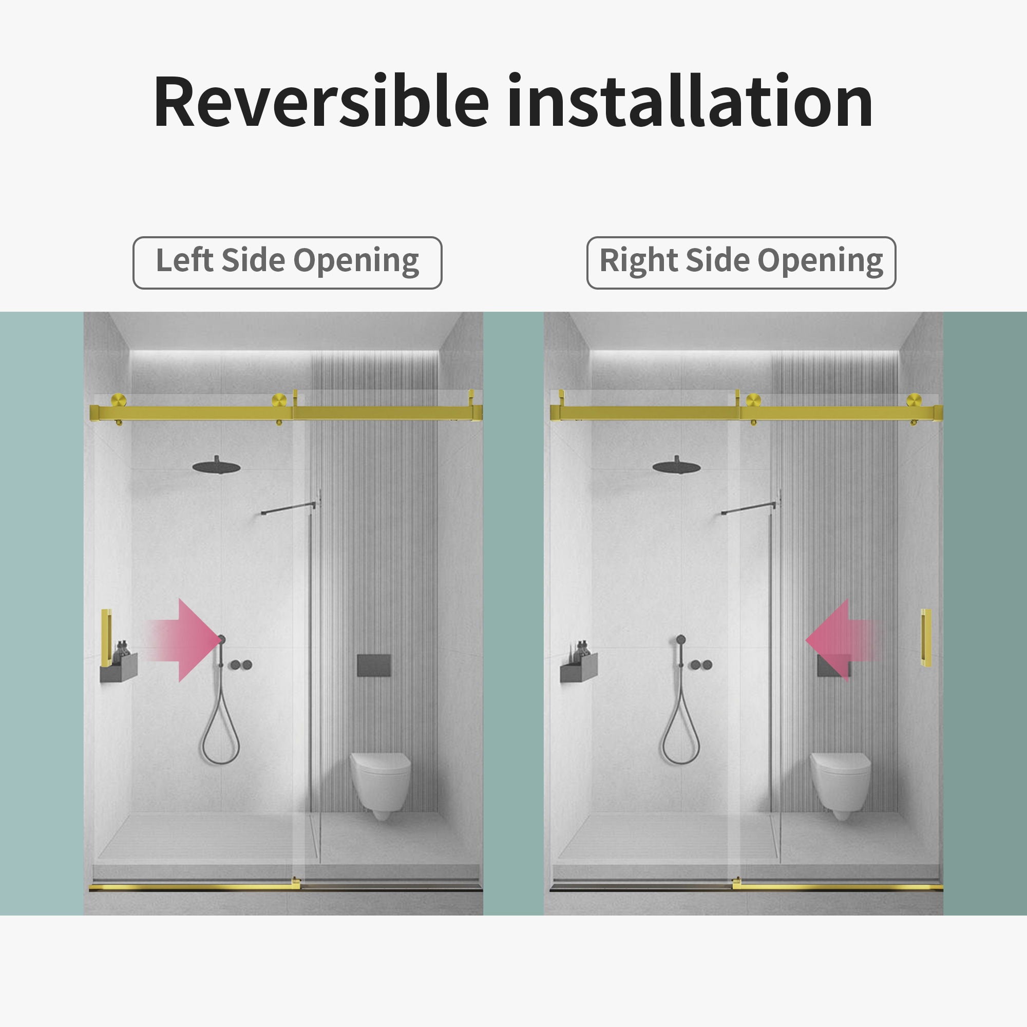 Frameless Sliding Shower Door With Soft- Close, 3 / 8" Tempered Glass