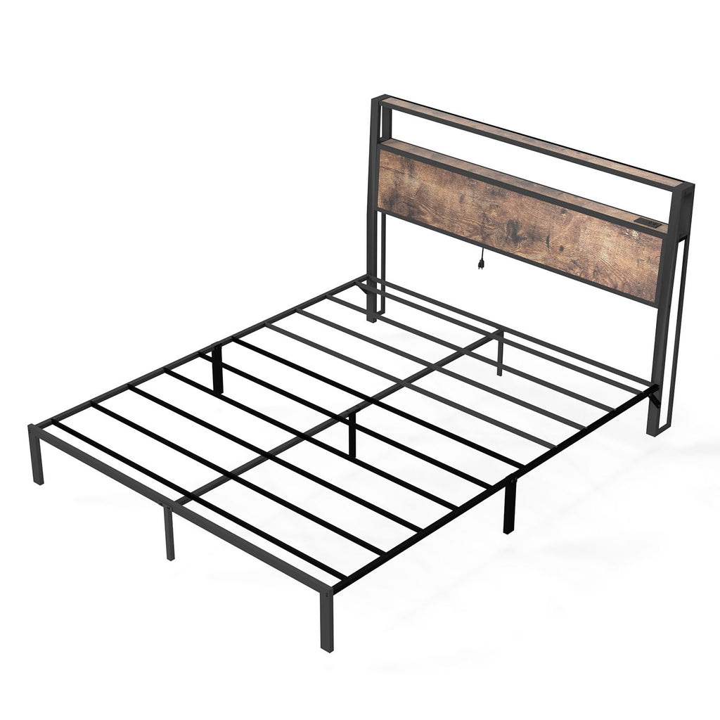 Bed Frame With Headboard, LED Lights & Charging Station