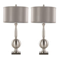 Joan - Contemporary Table Lamp (Set of 2) - Nickel / Gray Satin