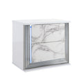 Moon - Marble Nightstand With LED - White