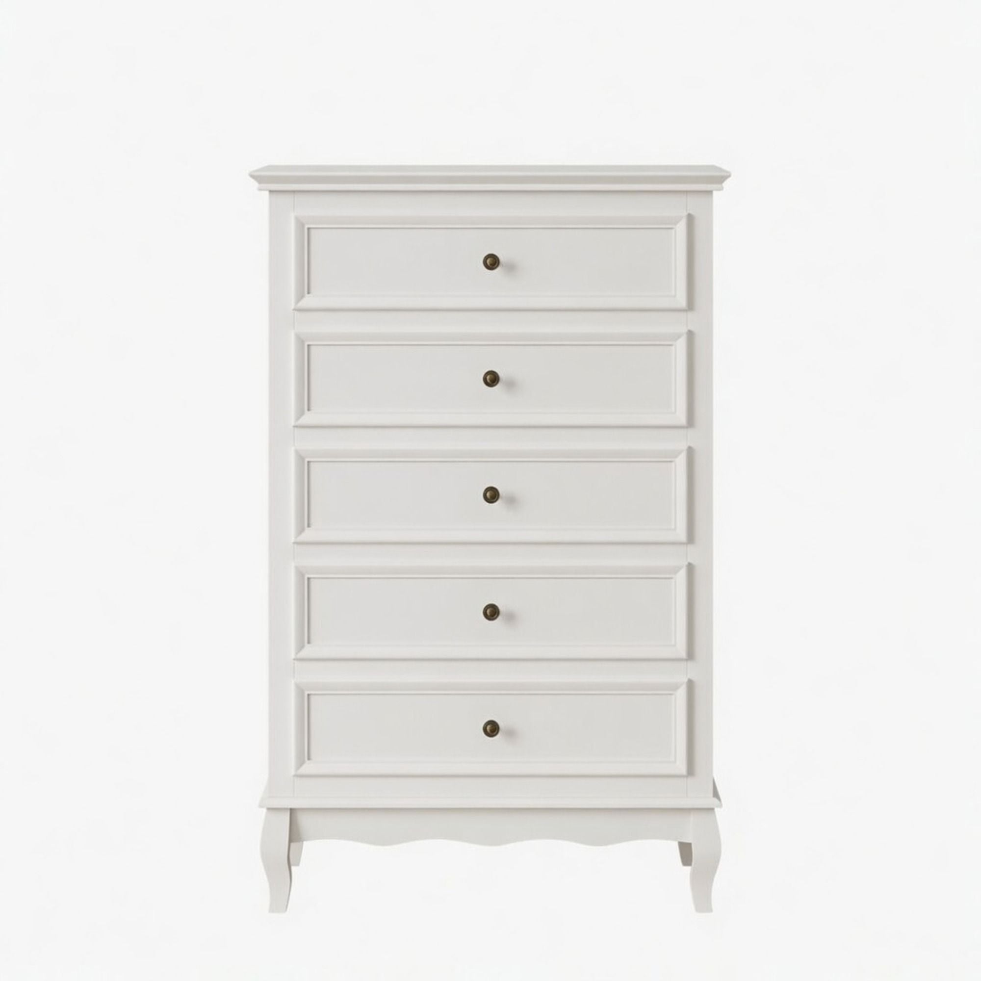 5 Drawer Tall Wide Chest Of Drawers - White