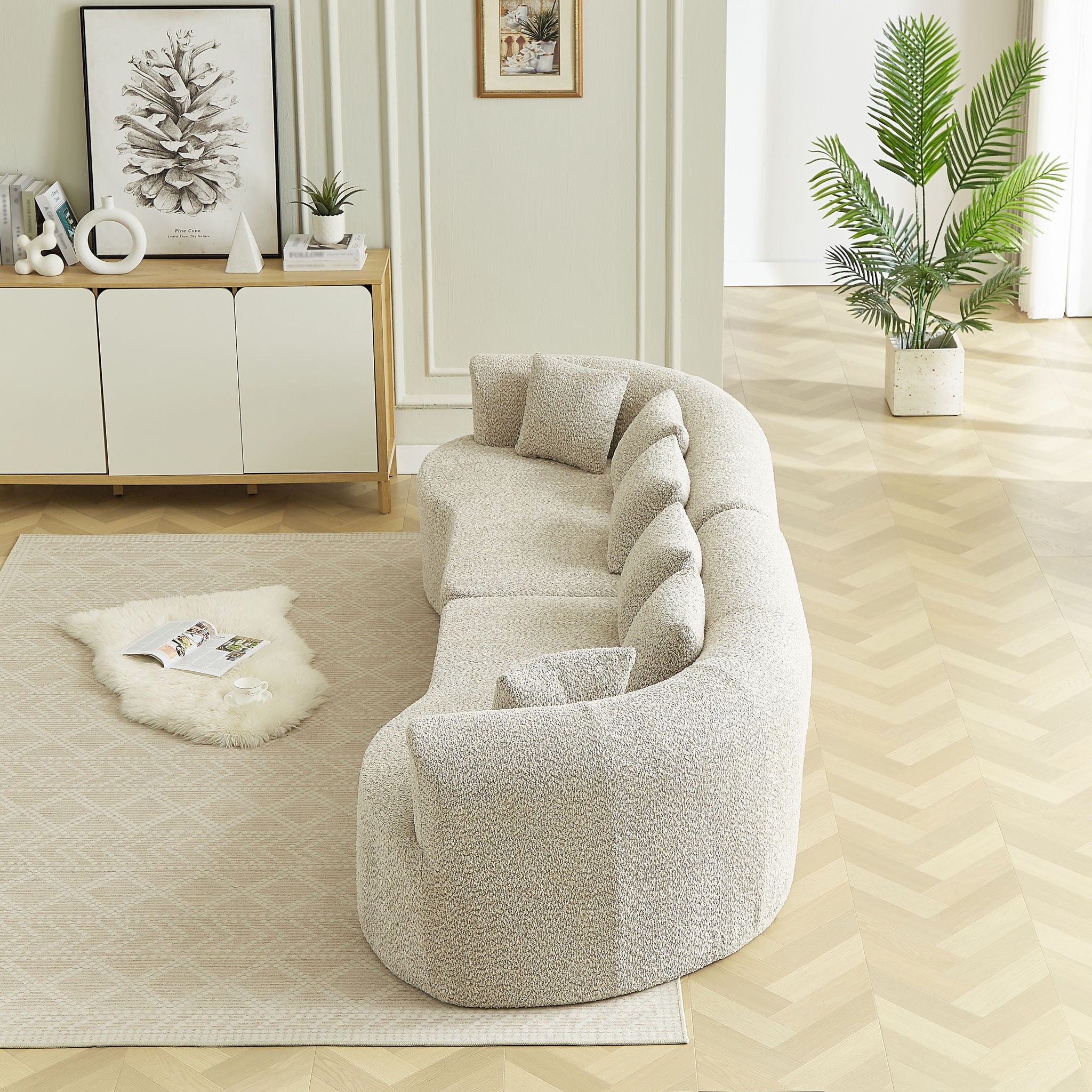 Curved Sectional Sofa With 6 Pillows