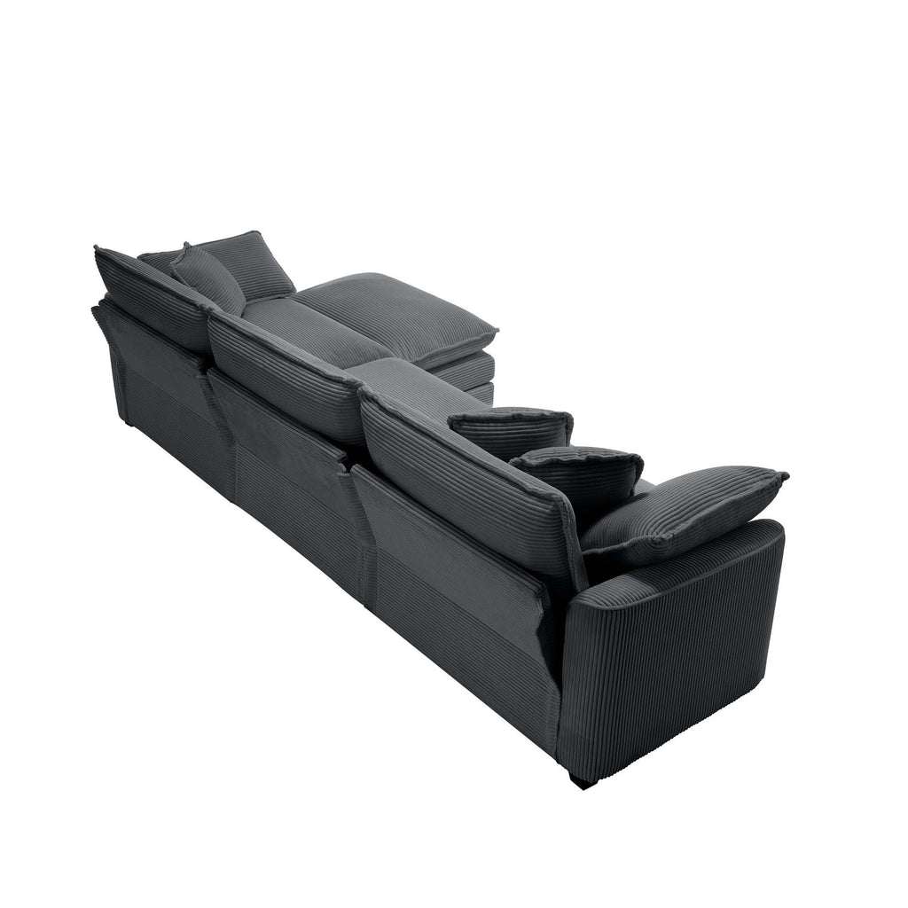 Modular Oversized Cushion Sofa With Ottoman, Low Back, Deep Seating Sofa Set