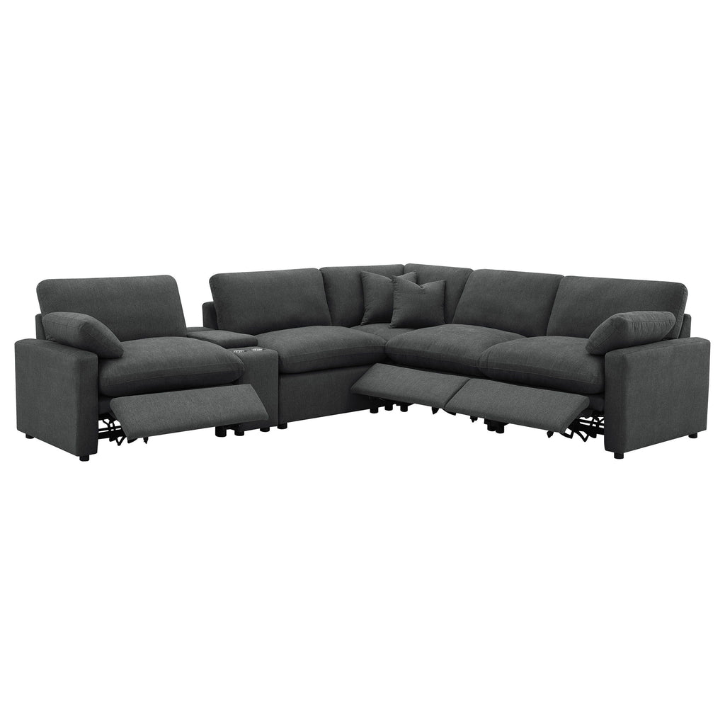Hollander - 6 Piece Modular Power Reclining Sectional - Dark Gray