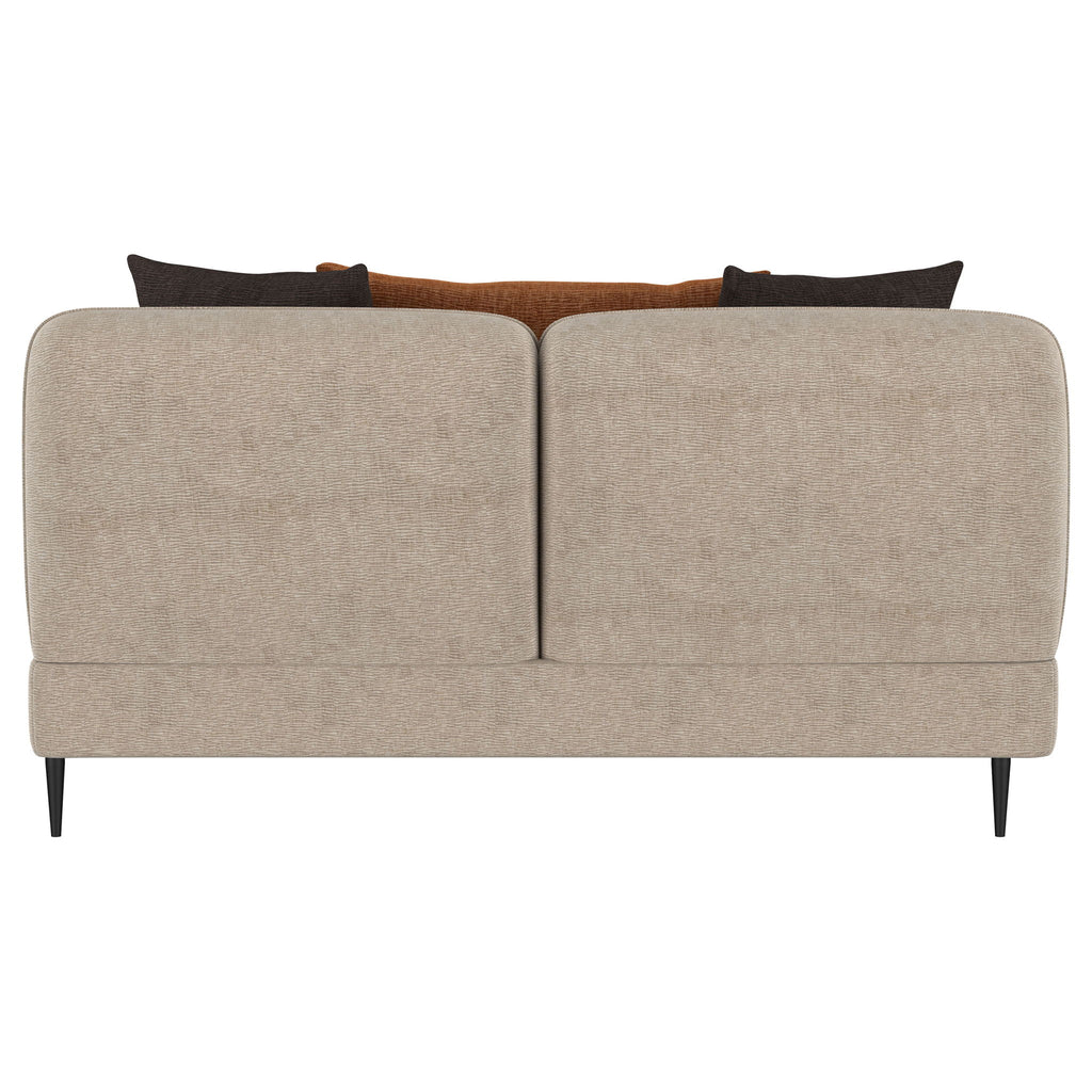 Repley - Upholstered Sculpted Track Arm Loveseat - Beige