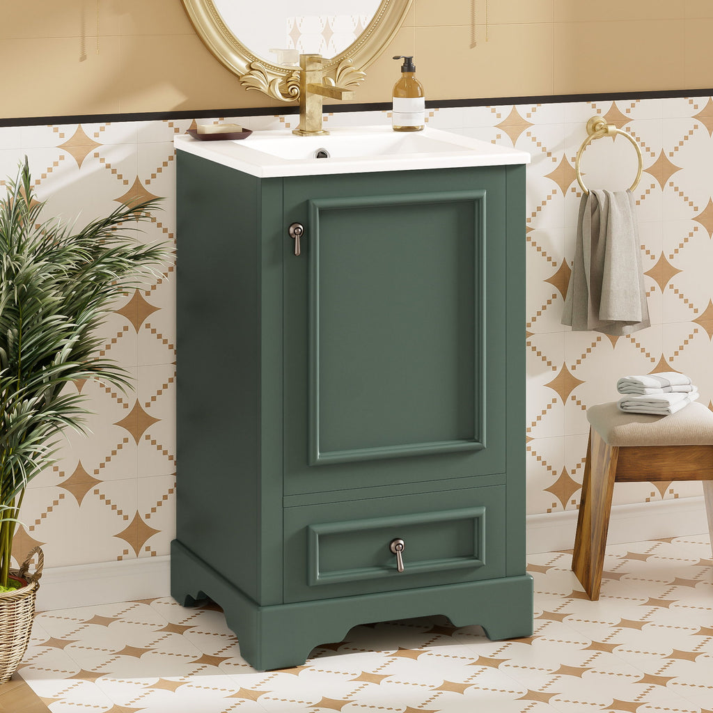 Bathroom Vanity With Sink, Soft Close Door, Adjustable U-Shaped Shelf