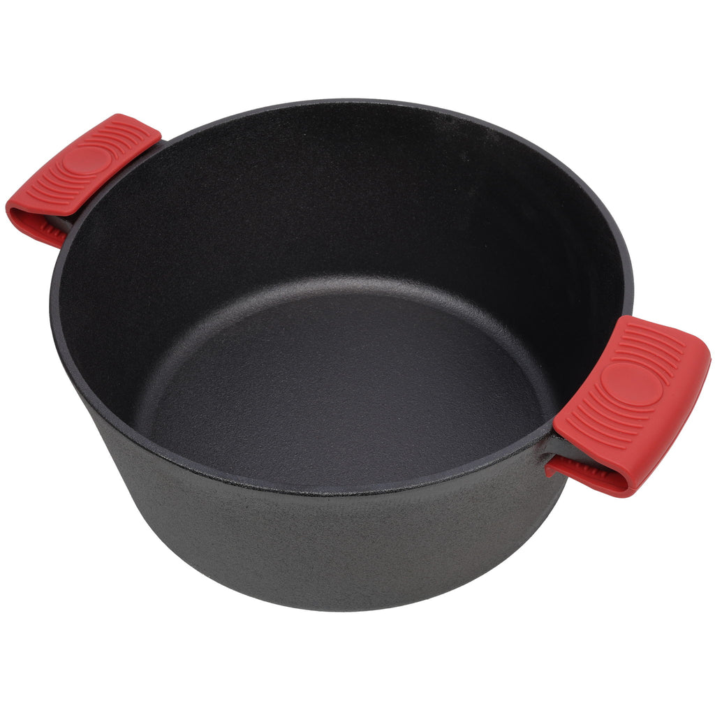 Pre-Seasoned Cast Dutch Oven 2 In 1 With Dual Handles And Covers, 5 Quart - Black