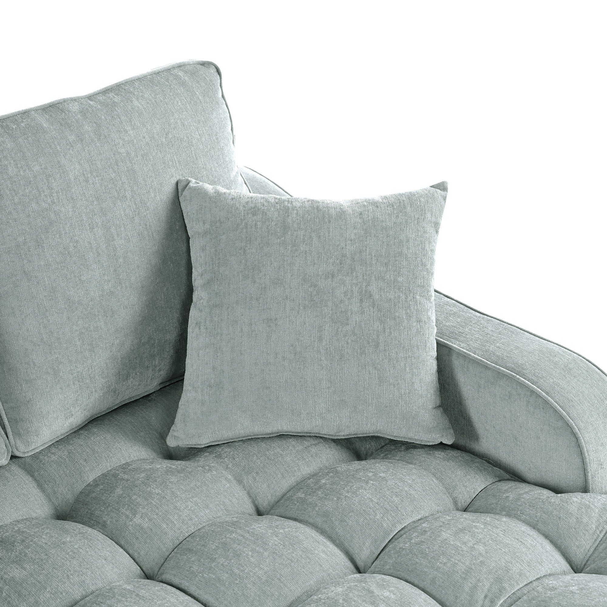 Modern Chaise Lounge Upholstered Sofa Couch With Tufted Seat And Detachable Pillows For Living Room