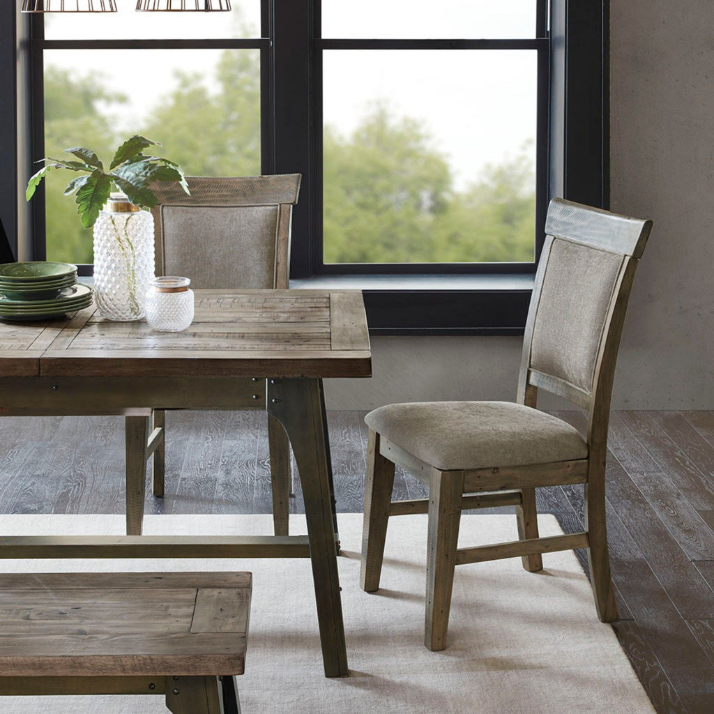 Dining Side Chair Set With Cushioned Back And Seat (Set of 2) - Weathered Gray / Natural