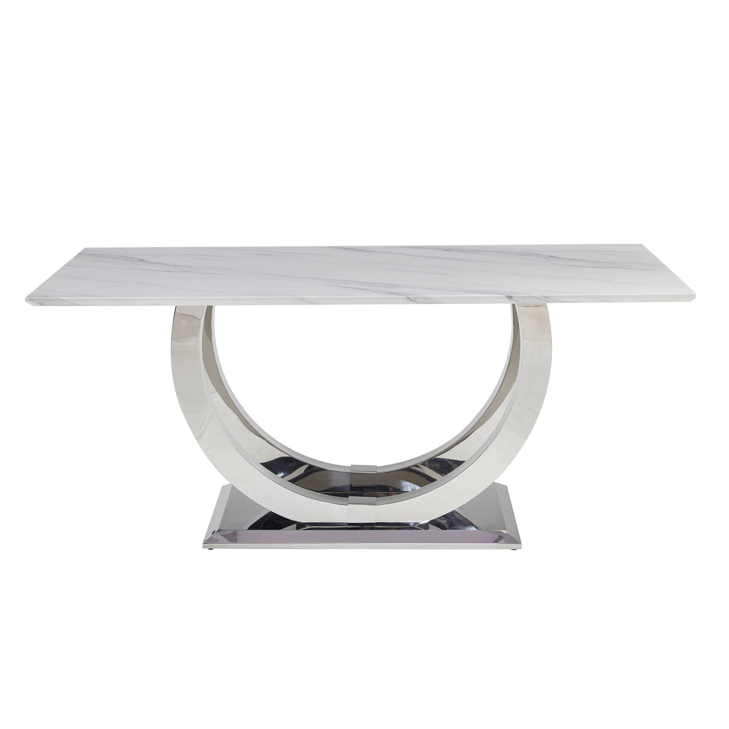 Rectangular Dining Table - Silver / White