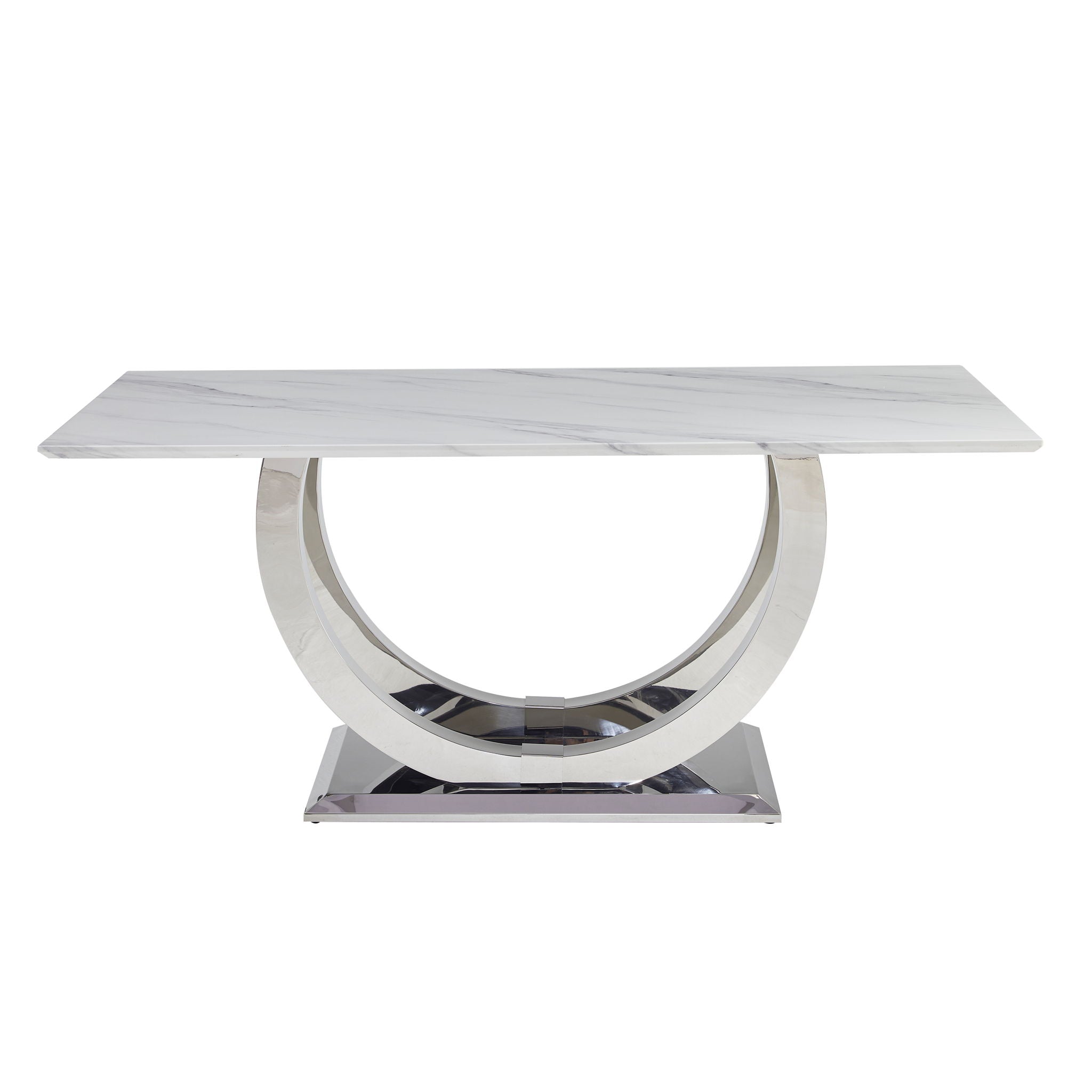 Rectangular Dining Table - Silver / White