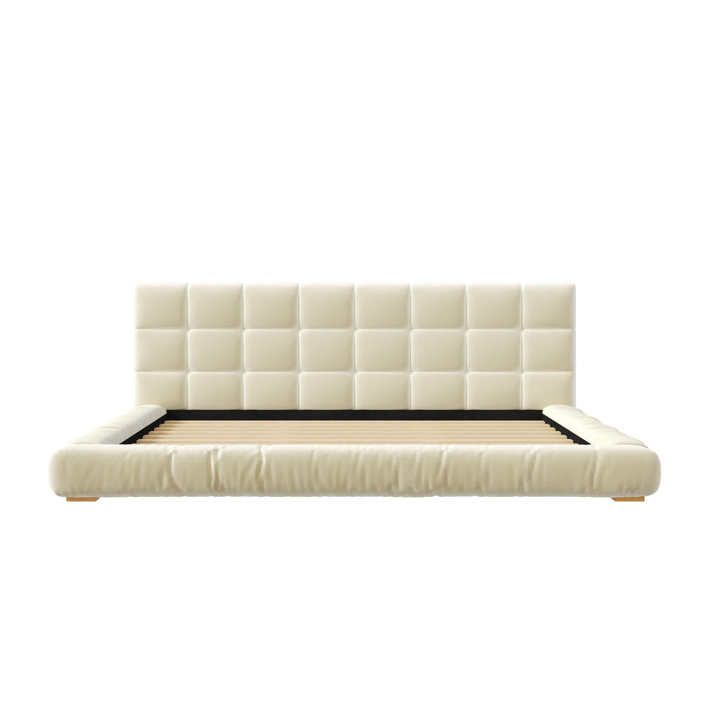 Upholstered Platform Bed Frame With Tufted Headboard