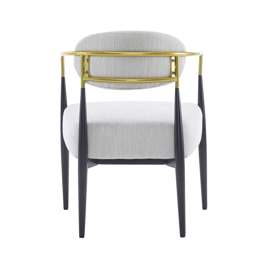 Mid Century Modern Upholstered Accent Armchair With Tapered Legs - Beige / Black / Gold