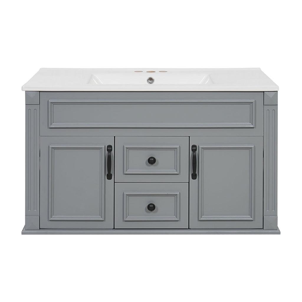 French Simple Style Wall Mounted Bathroom Cabinet With Sink