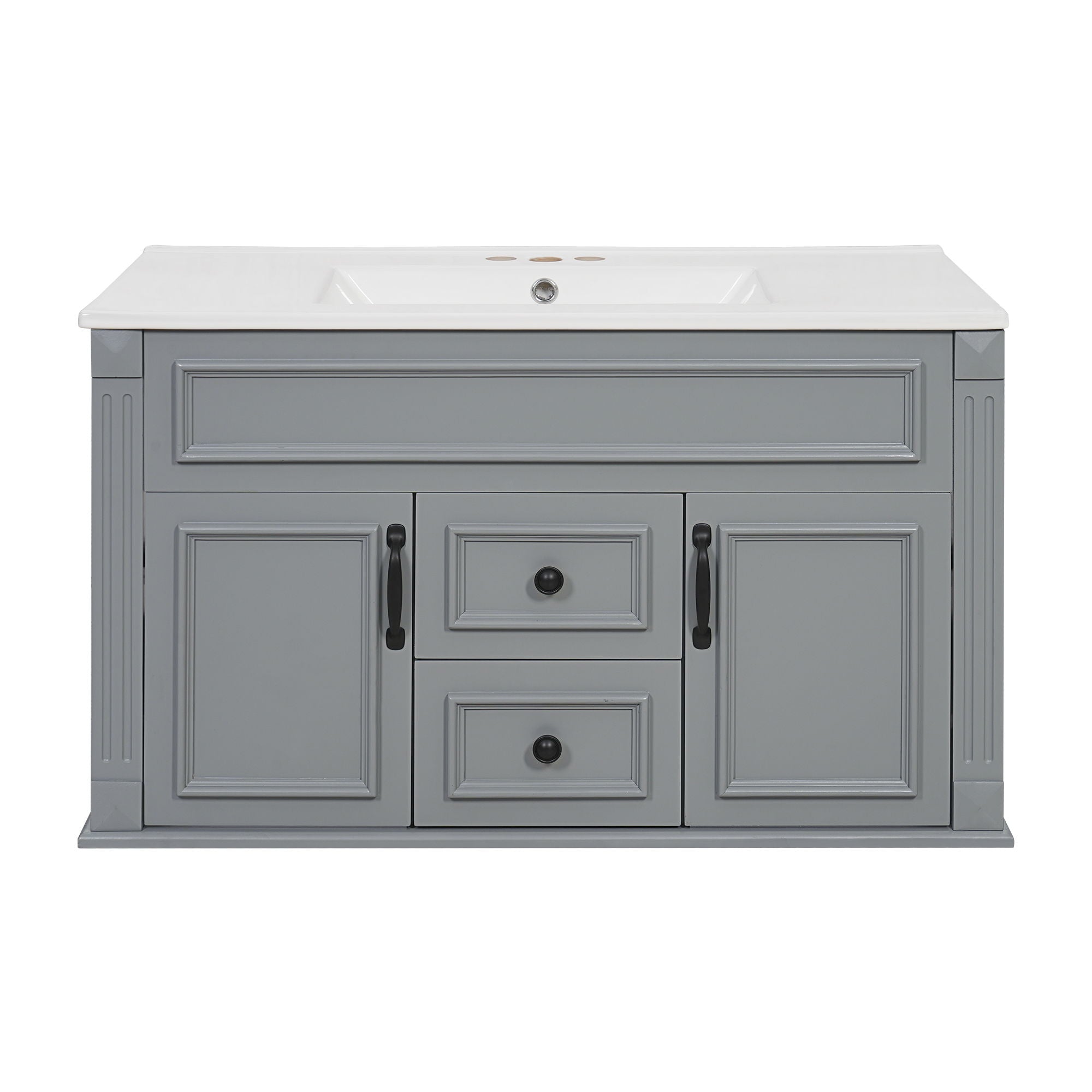 French Simple Style Wall Mounted Bathroom Cabinet With Sink
