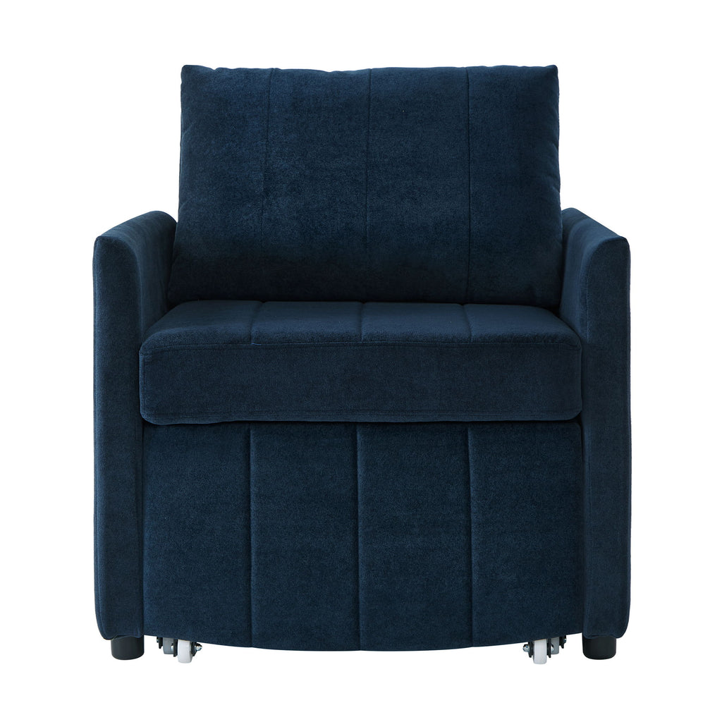 Upholstered Convertible Sleeper Sofa With 5 Position Backrest, Side Pockets, Storage