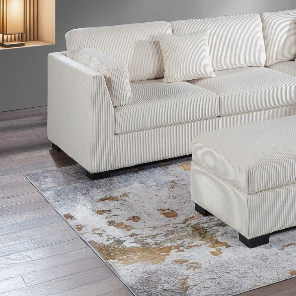 Sectional Sofa Set With Reversible Left / Right Chaise And Matching Cocktail Ottoman