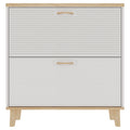 Narrow - Entryway Shoe Storage Cabinet With 2 Flip Drawers Legs - Natural / White