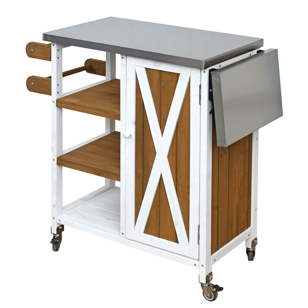 Foldable Outdoor Kitchen Island With Storage Cabinet