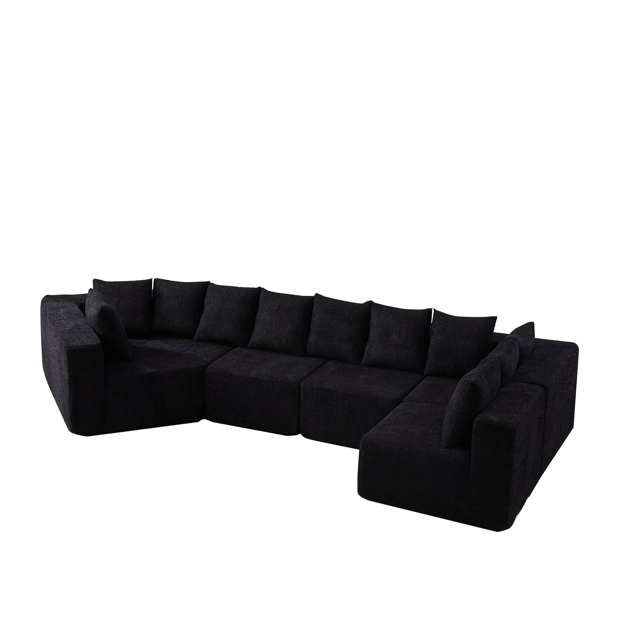 L - Shaped Modular Sofa With Deep Seat And 11 Pillows