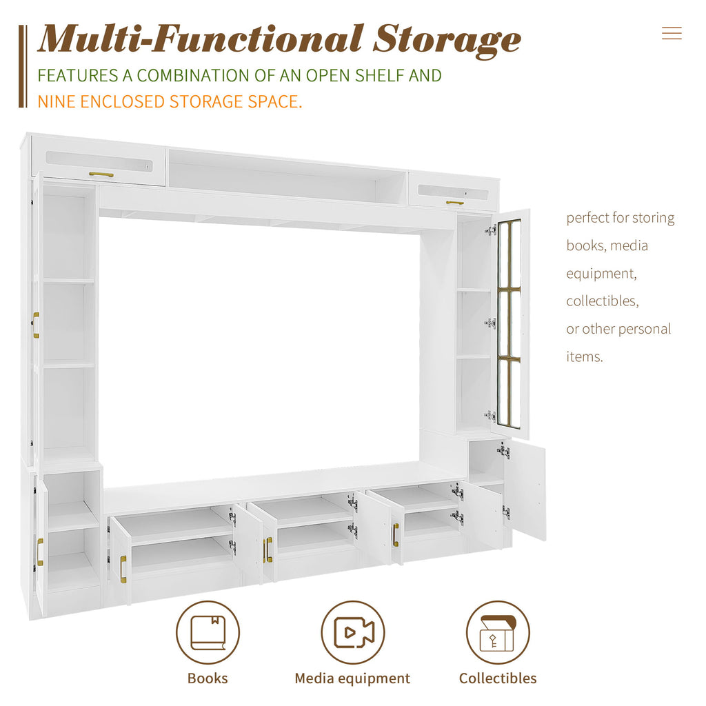 Wall Unit Entertainment Center With Bookshelves For TVs Up To 80"